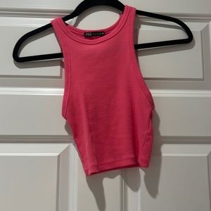 Zara ribbed pink crop tank shirt